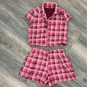 Lilica kids pink matching set pink shorts and short sleeve shirt girls size 7 8